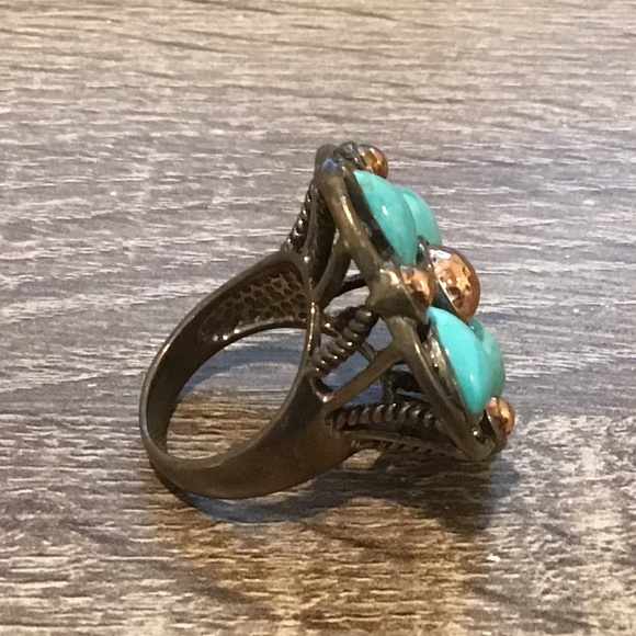 Vintage Studio Barse Sterling Silver & Turquoise Ring with Copper Accents Sz 10 - Picture 4 of 6